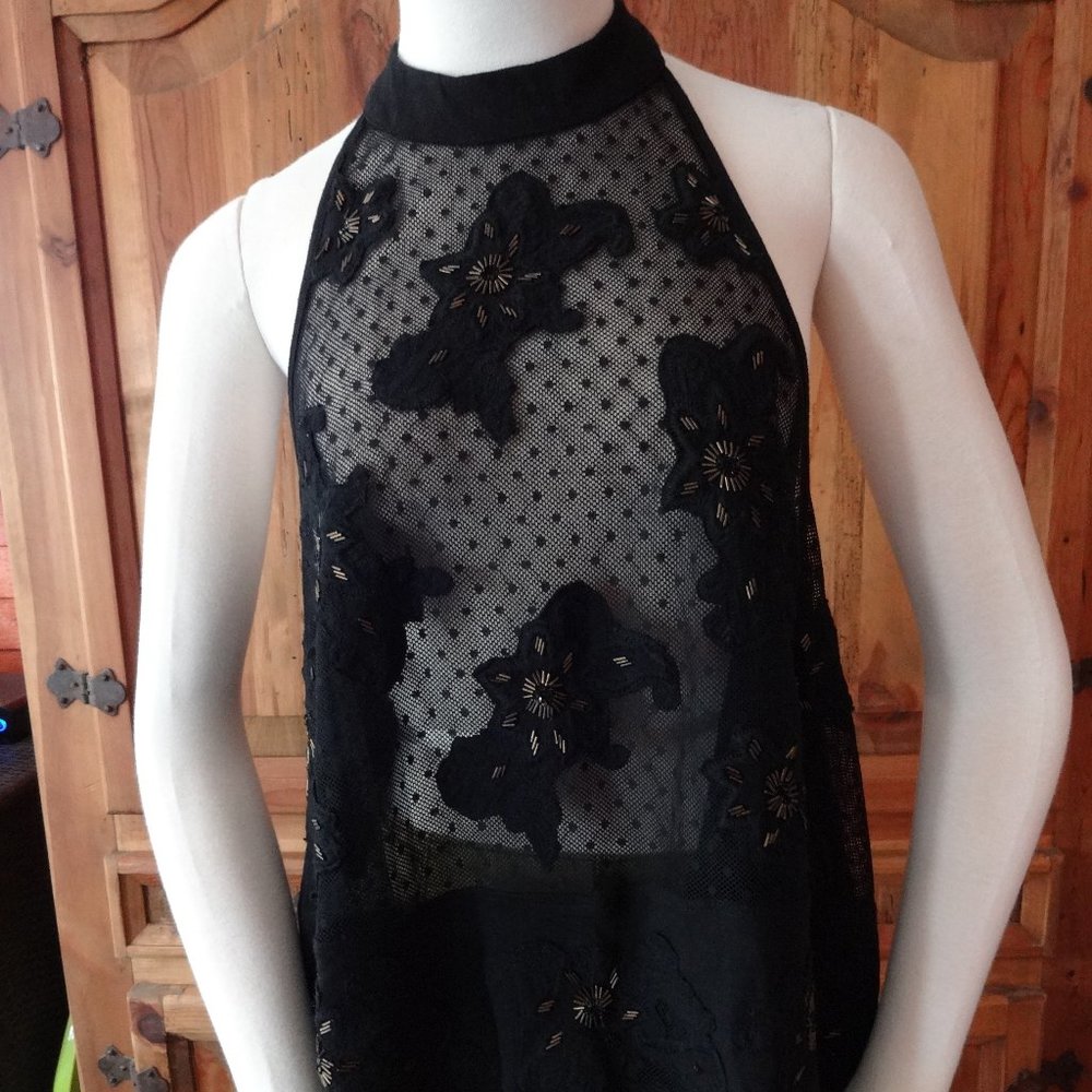 Free People Lace Embroidered Appliqued Beaded Top - Picture 2 of 7
